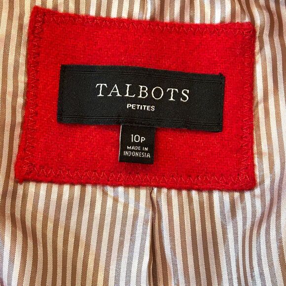Talbots Classic 2 Button Red Wool Blend Blazer size 10P - Picture 9 of 16